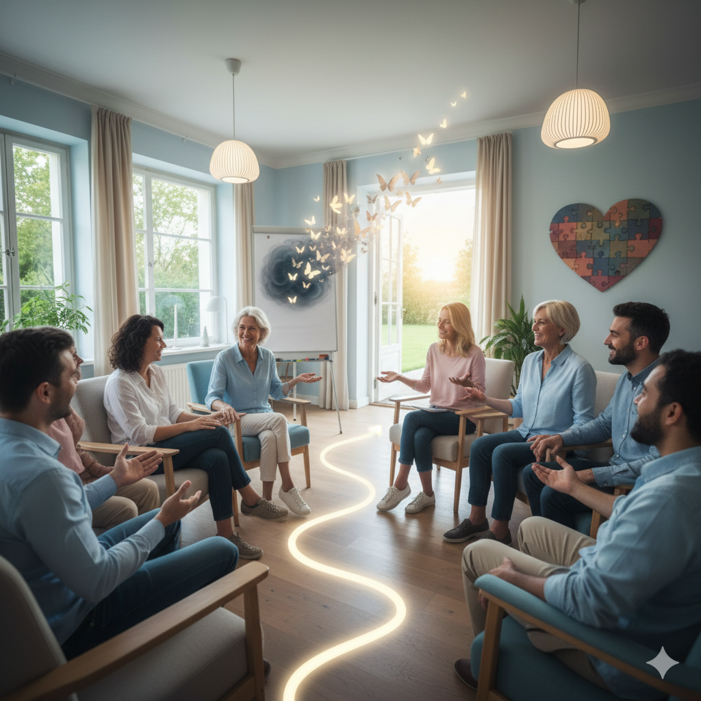 صورة توضيحية للعلاج النفسي الجماعي